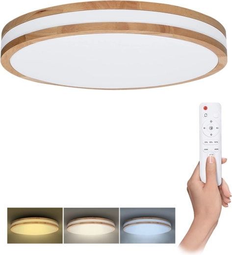 Solight LED lae-/seinavalgusti Woody kaugjuhtimispuldiga, 48 W, 38 cm, hämardatav, valguse värvitemperatuuri muutus