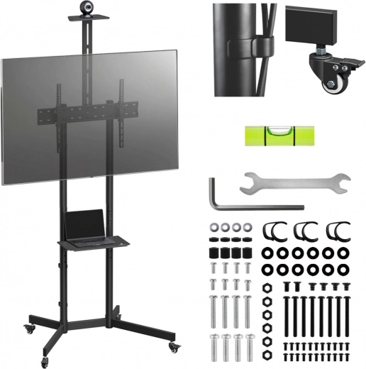 Mobiilne telerialus riiuli ja kaamerahoidikuga 37–70" kuni 45 kg