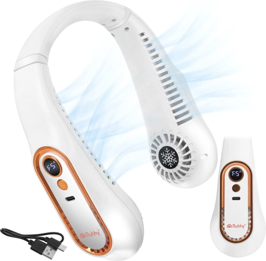 Ruhhy neck fan with USB-C, bladeless, 5 modes, LED