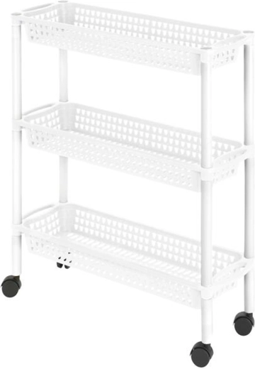 Heidrun plastist ratastel riiul 3 korviga 60 × 18 × 61 cm (värvivalik)