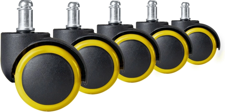 Kummist katuserattad kontoritoolile, must-kollased – 5 tk