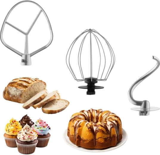 Three baking attachments