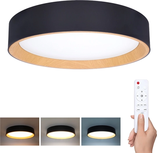 Solighti LED-lae- ja seinavalgusti Larios Black puldiga