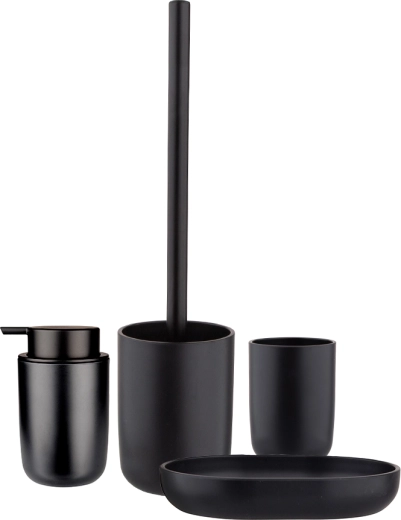 Set of 4 bathroom accessories in matte black