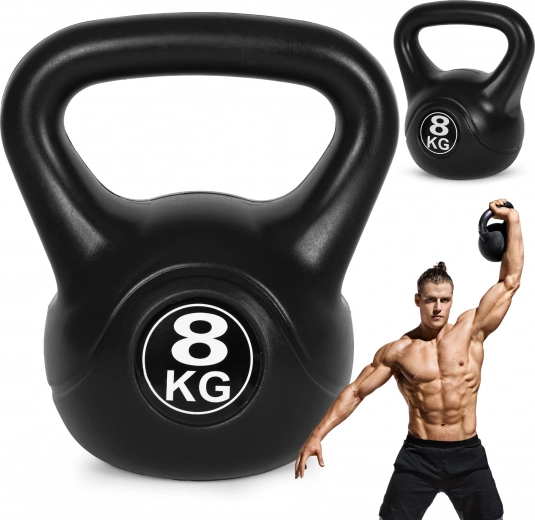Kettlebell 8 kg ModernHome – plastist sangpomm jõutreeninguks ja rehabilitatsiooniks