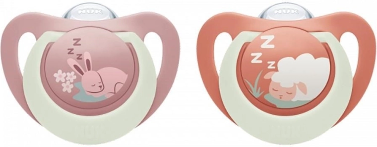 Lutt NUK First Choice Night 6–18 k, 2 tk, bunny/sheep