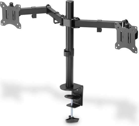 Kahekordne lauapealne monitorihoidik klambriga 15"–32", must