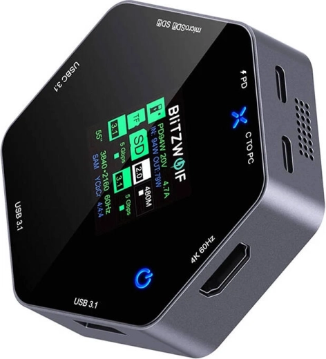 Blitzwolf 8-in-1 dokkimisjaam BW-TH16 USB 100W LCD-ekraaniga