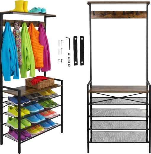 Freestanding entryway rack with coat hooks Ruhhy 189 cm