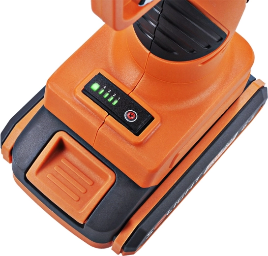 21 V 2 Ah battery and charge status monitoring