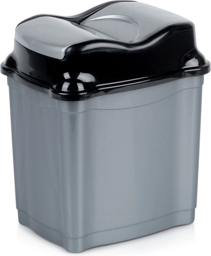 Plastist prügikast 5 l klappluugiga, hall