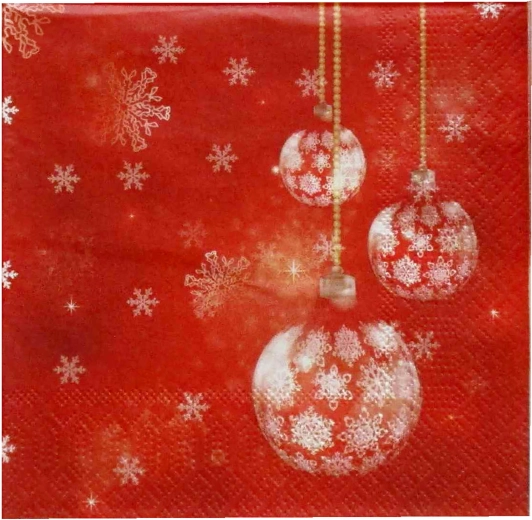 Jõuluservjetid punaste kuulikestega 33 × 33 cm, 3-kihilised - 1 tk