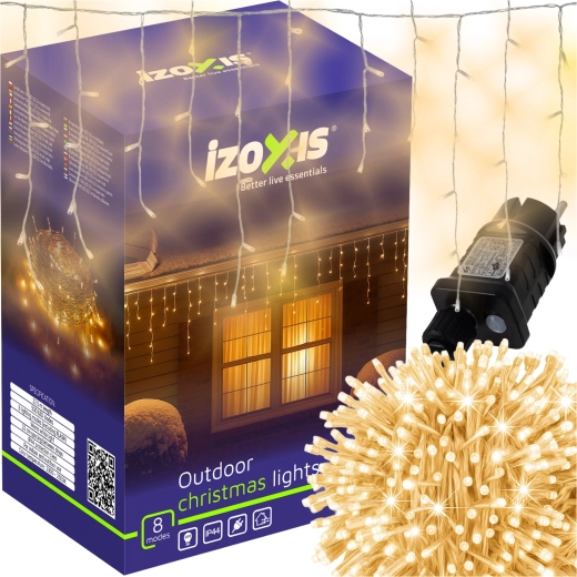 Christmas LED lights IzoXis 500 LED icicles 22.5 m warm white IP44