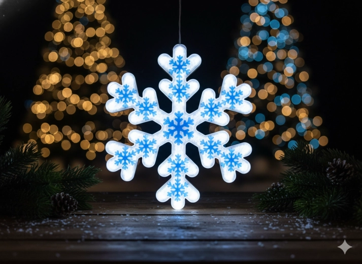 Sinine neoon-LED-lumehelves külmvalge valgusega, 40 cm