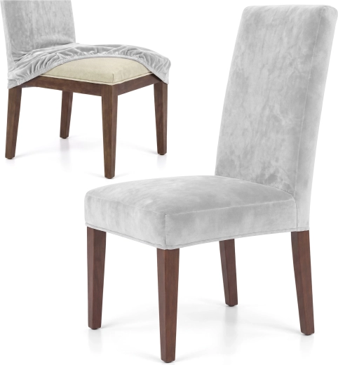 Glimz Elastic Velvet Chair Cover, Gray