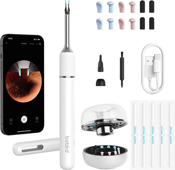 Bebird Note 5 Pro otoskoop kaameraga kõrvade puhastamiseks – valge