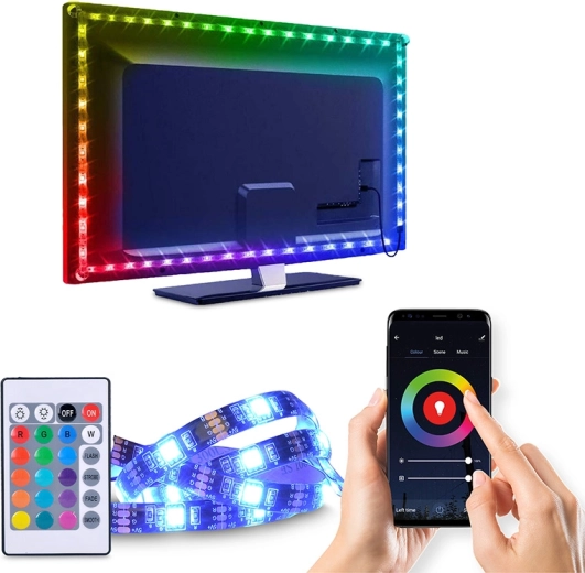 Solight nutikas LED Wi-Fi RGB-riba teleri taustavalgustuseks, 4 × 50 cm, USB