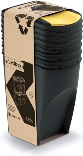 4 prügikasti sorteerimiskomplekt Sortibox 4×35 l – taaskasutatud must