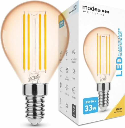 Modee hämardatav LED-filamentpirn Amber Globe Mini G45 E14 4 W