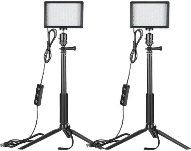 Neewer stuudiokomplekt kahe LED-valguse, filtrite ja statiividega