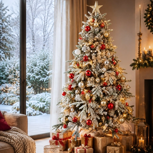 Premium artificial Christmas tree spruce heavily snow-flocked 220 cm - 1 piece