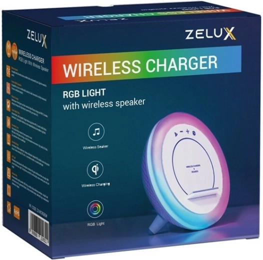 Zelux juhtmevaba laadija, kõlar ja RGB-valgustus 3-in-1
