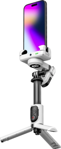 AOCHUAN Smart M1 Pro telefoni stabilisaator RGB-valgusega, valge