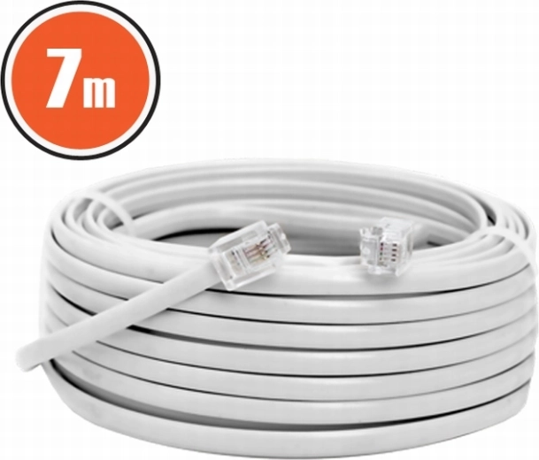 Telefoni kaabel 6P4C, 7 m, valge