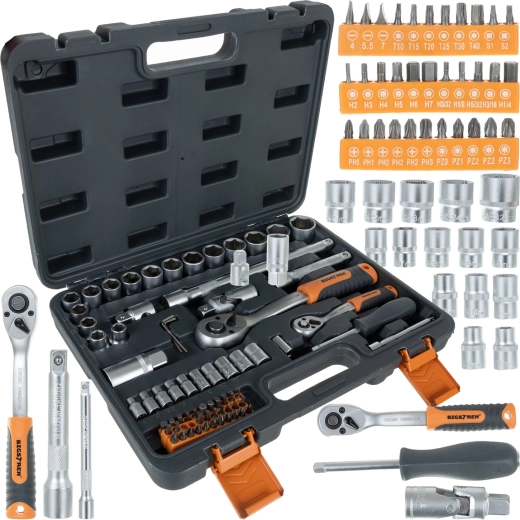 Bigstren tool set in case, 72 pcs with 1/4" and 1/2" ratchets (72T)
