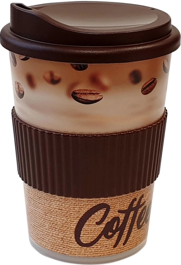 Kaanega ja joogisuuga korduvkasutatav tass 0,4 l silikoonmansetiga PH Ekoline Coffee