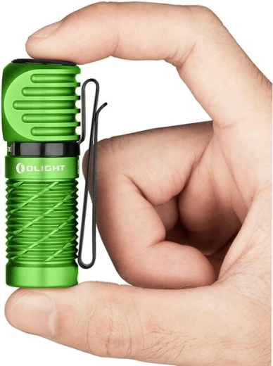 Taskupealamp ja EDC-taskulamp OLIGHT Perun 2 Mini Lime Green punase valgusega