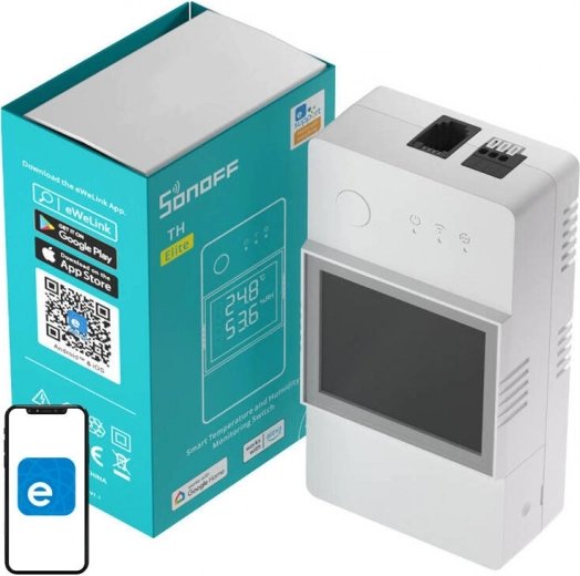 Smart Wi‑Fi Switch for Temperature and Humidity Monitoring Sonoff THR316 – TH Elite