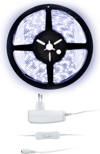 Solight LED-riba külma valge valgusega, 5 m, koos adapteriga