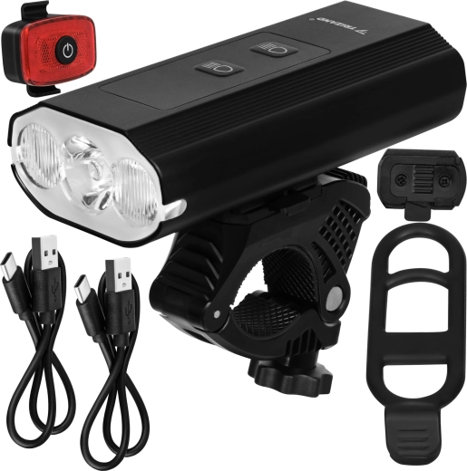 Trizand set of bicycle lights LED 1300 lm (front + rear), USB-C, 5200 mAh, IP65