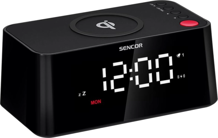 Sencori digitaalne äratuskell juhtmevaba Qi-laadimisega