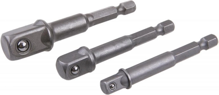 1/4", 3/8", 1/2" puuradapterite komplekt – 3-osaline