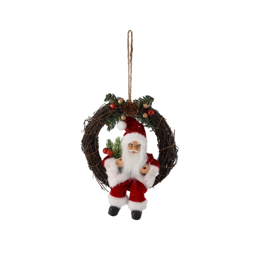 Jõuludeks riputatav pärg Mikuläsega (punane) 18 cm – 1 tk