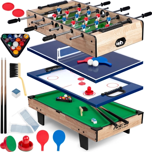 Multifunctional 4-in-1 game table NEO-SPORT for foosball, air hockey, ping pong and billiards