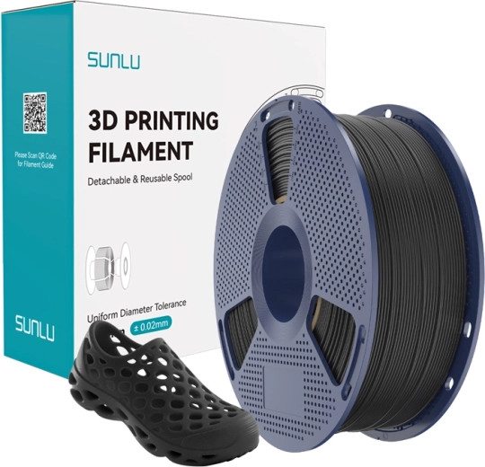 Sunlu TPU 95A filament 3D-printimiseks, 1,75 mm, must, 1 kg