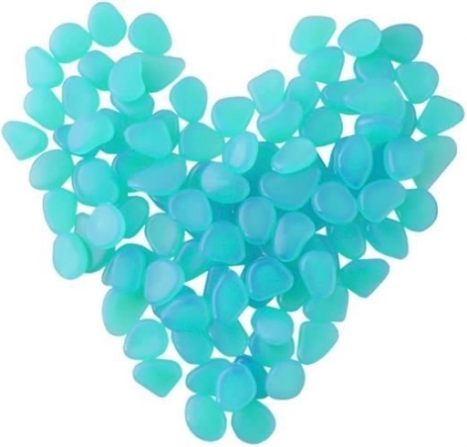 Glow-in-the-dark decorative stones for garden and aquarium – 100 pcs – Blue