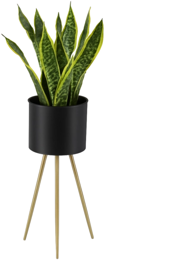 Elegantne metallist lillealus 60 cm, must kuldsete jalgadega