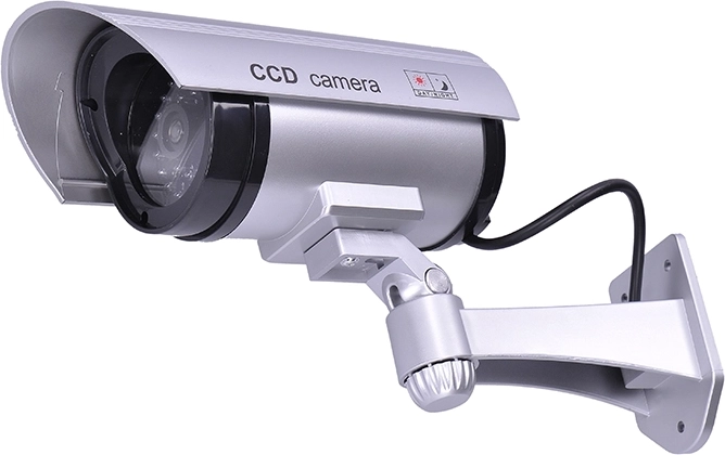 Solight dummy security camera with LED diode, IP44, silver - 1 piece