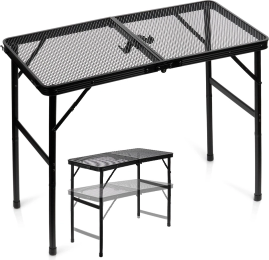 Vilde kokkupandav matkalaud 2-ühes reguleeritava kõrgusega 80 × 40 cm, must