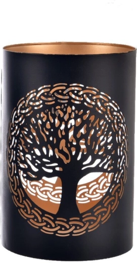 Metallist küünlajalg TREE must-kuldne 18 cm