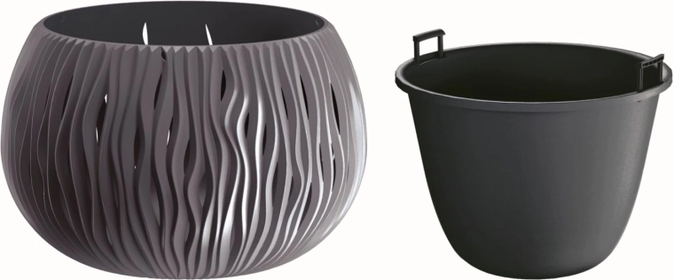 Lillepott Sandy Bowl sisuga 23,8 cm antratsiit