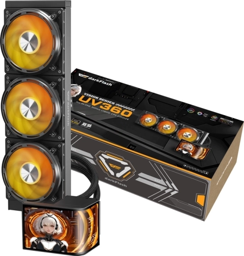 DarkFlash UV360 must 360 mm AIO protsessori vesijahutus 2K OLED-ekraaniga