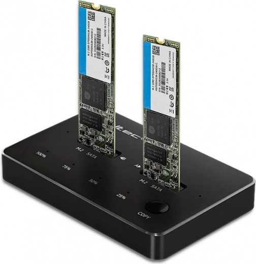 Dokkimisjaam 2× M.2 SATA (NGFF) SSD-le USB‑C-ga Qoltec