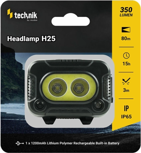 Otsmikulamp Technik MT-H25 kummist kattega, CREE XPG-2 ja COB LED, USB‑C, punane valgus ja stroboskoop