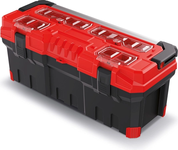 Plastist tööriistakohver metallkäepidemega TITAN PLUS 752 × 300 × 304 mm – punane