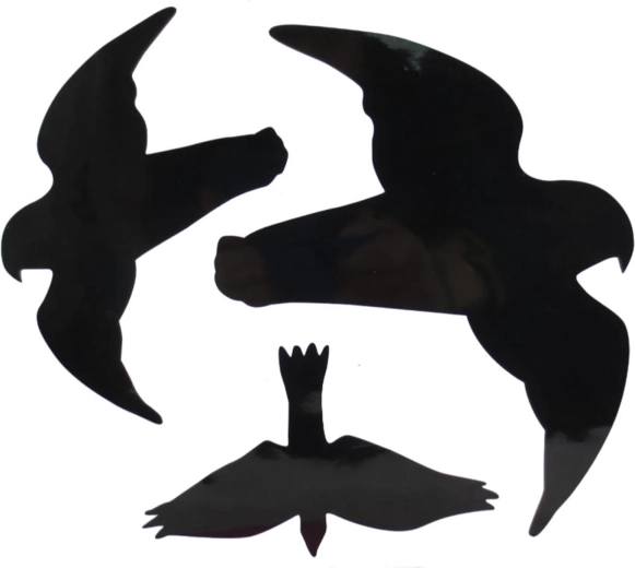 Raptor silhouette – anti-bird-strike window stickers, set of 3